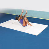 Girl using the EnviroSafe™ 4' x 6' White Gym Folding Mat