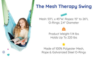 Girl smiling while reading a book on the Mesh Therapy Swing