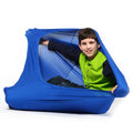 Boy smiling inside the Transformer Sensory Sack