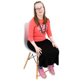Girl using the Stretch Me Chair Fidget in the color orange
