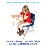 Girl using the Stretch Me Chair Fidget in the color orange