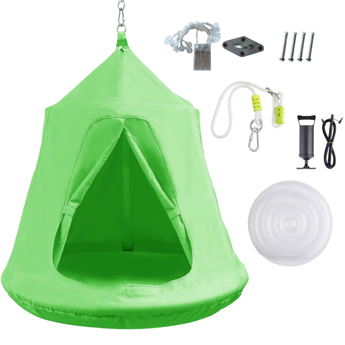 green Play Tent Swing and accessories