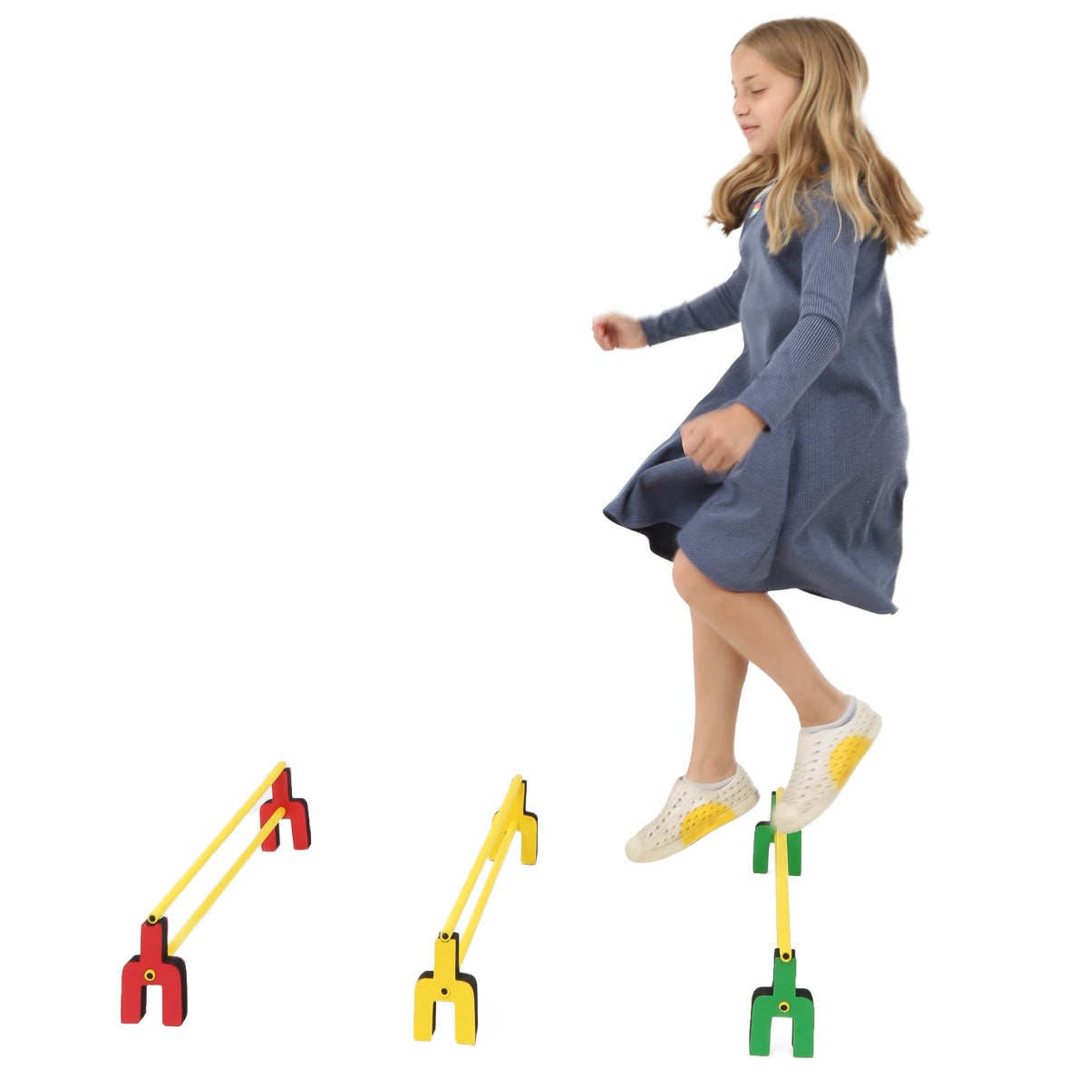Girl using the Foam Hurdles