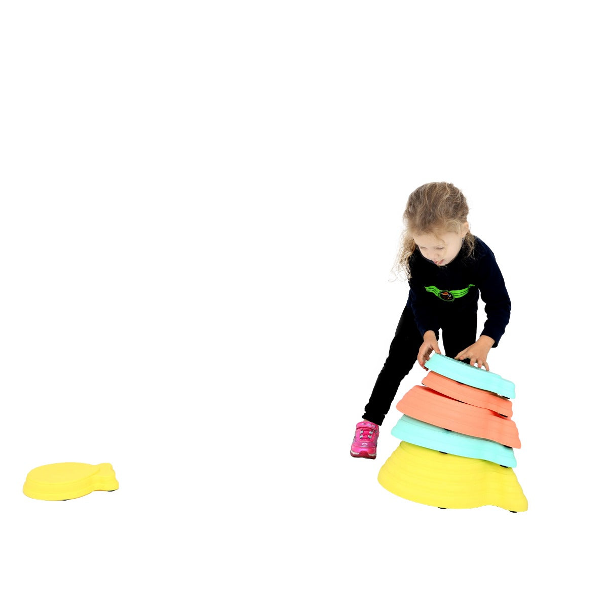 Girl using the Balance Stepping Stones