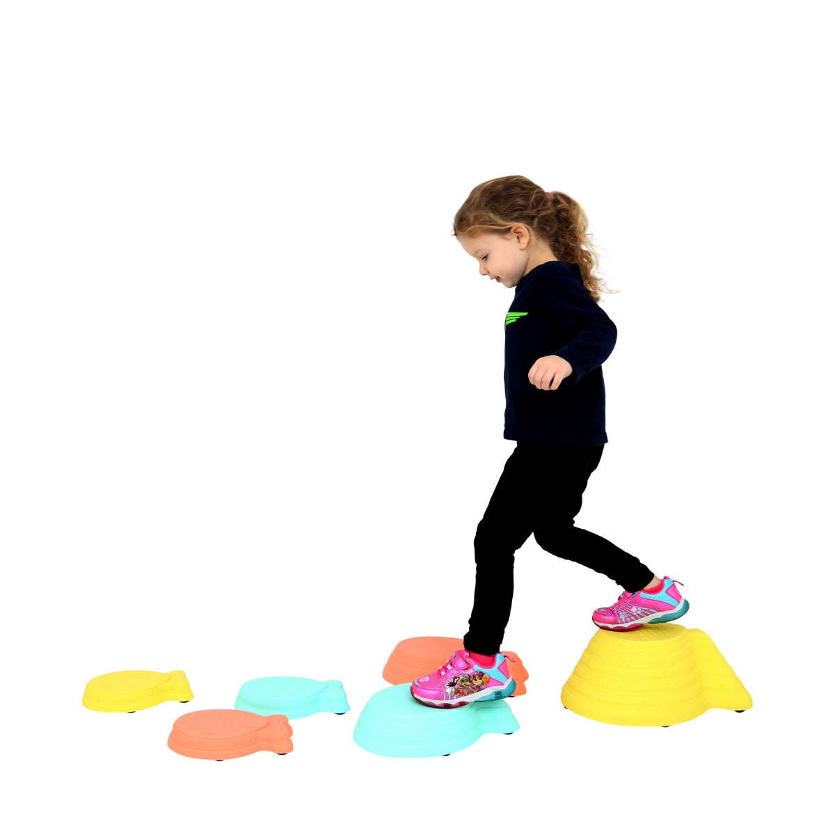 Girl using the Balance Stepping Stones