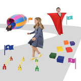 Children playing on the Leap and Roll Obstacle Course