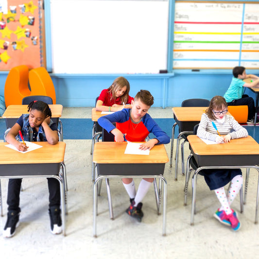 Children at their school desks