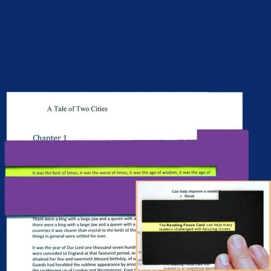 example of Reading Focus Cards in use blocking out surrounding text
