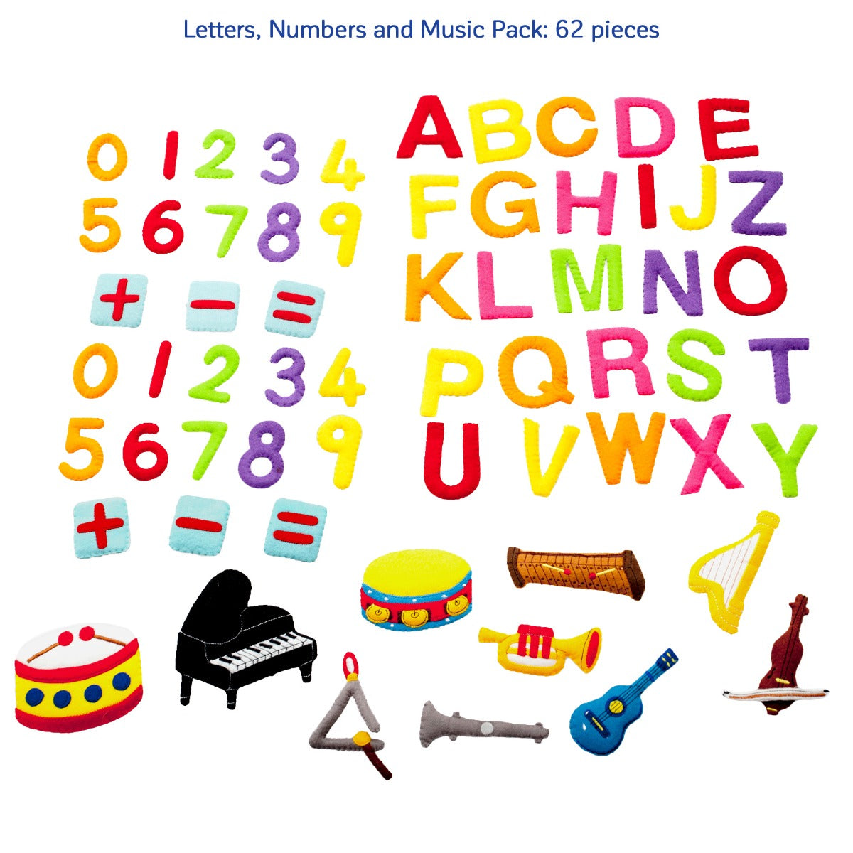 62 pieces Letters, Numbers and Music Felt Pack