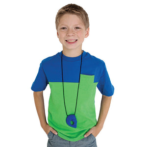 Boy smiling while wearing the Dolphin Chewy Necklace