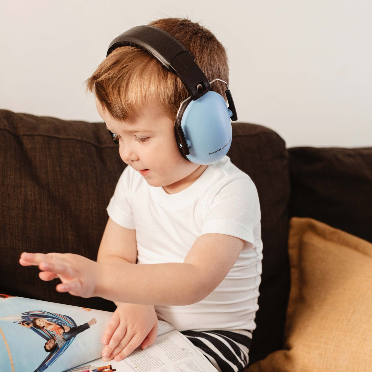 Boy wearing the Noise Reduction Headphones - Blue