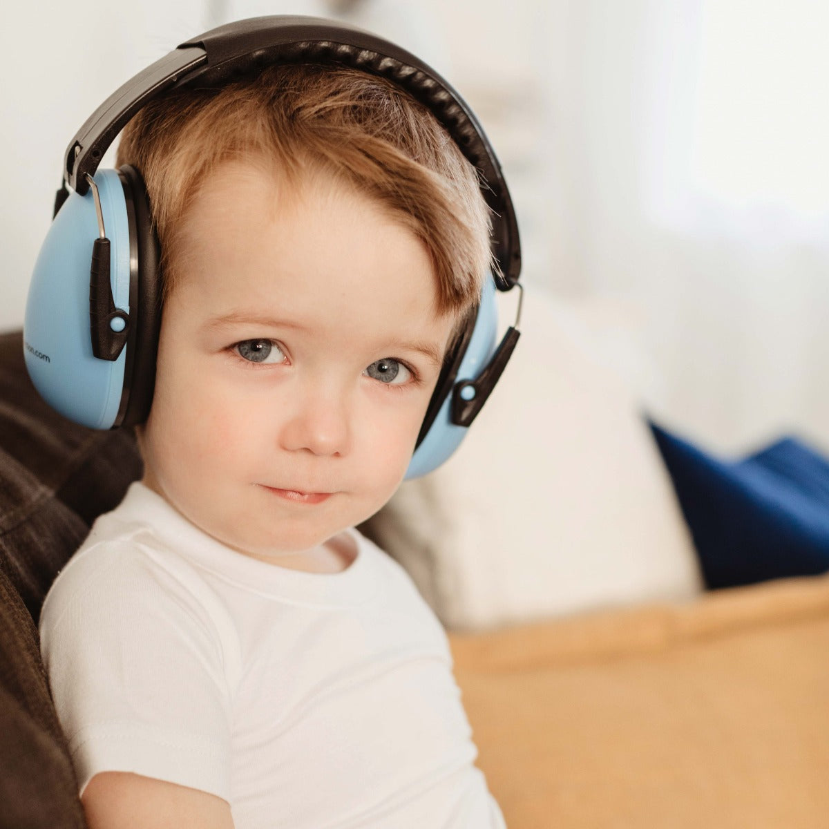 Boy wearing the Noise Reduction Headphones - Blue