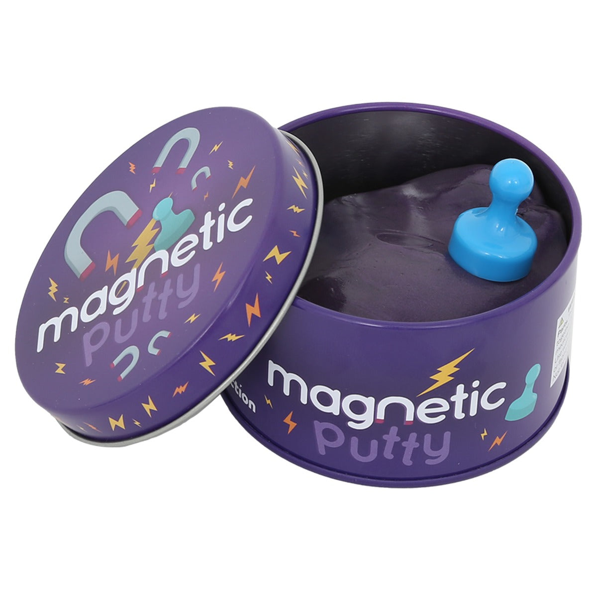 Open tin of Magnetic Putty