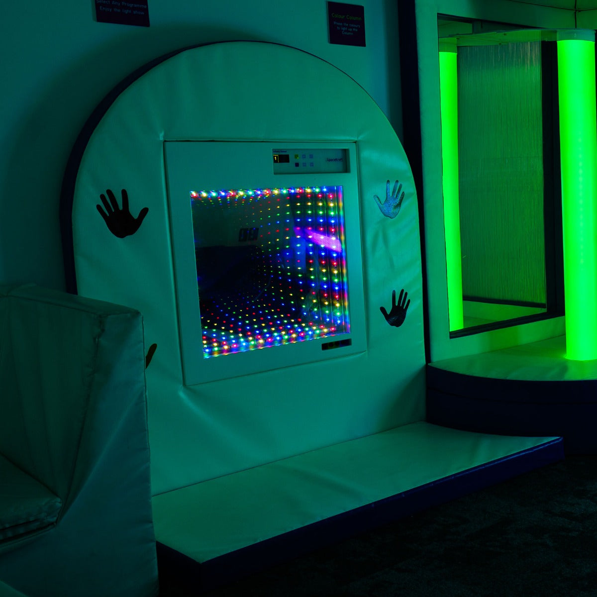 Fiber Optic Infinity Light Panel in a dark room