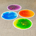 Round Gel Floor Tiles - Set of 4 - Purple, Blue, Orange, Green