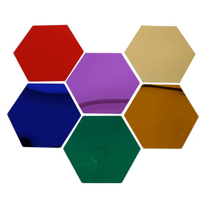 Honeycomb Mirrors - Set of 6 in colors Orange, blue, green, red, gold, light purple
