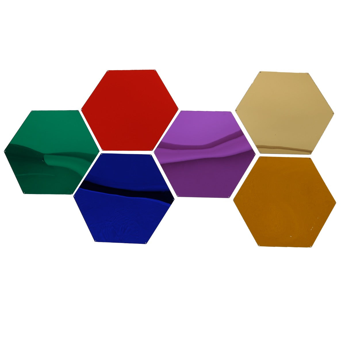 Honeycomb Mirrors - Set of 6 in colors Orange, blue, green, red, gold, light purple