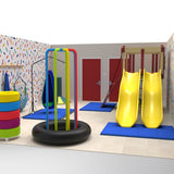 Peel-and-stick wallpaper in a sensory room with a play area