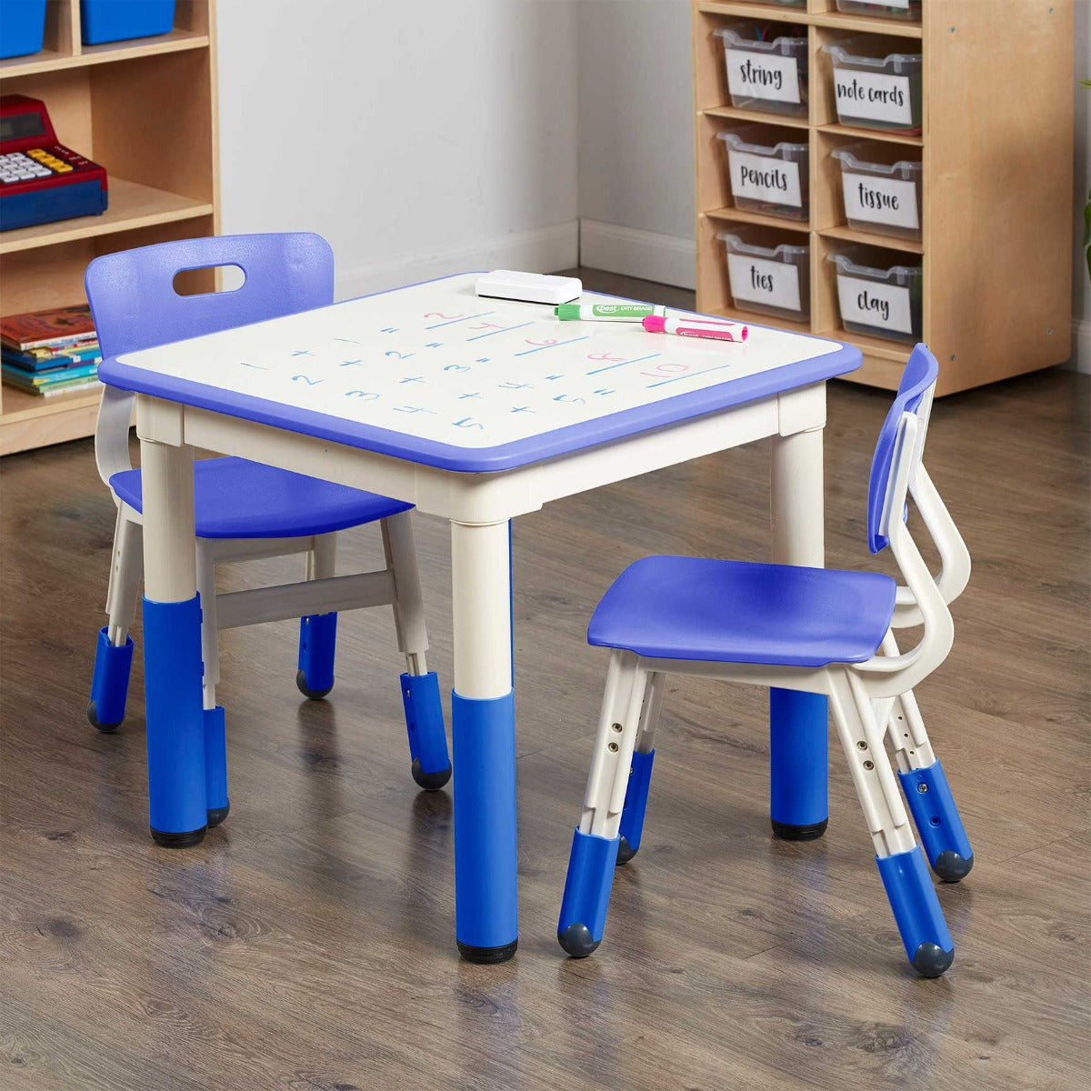 Adjustable Kids Table and Chairs 3-Piece Blue