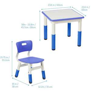 Adjustable Kids Table and Chairs 3-Piece Blue
