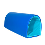 blue Sensasoft Tunnel Mat rolled into a semi‑circular tunnel with light blue interior