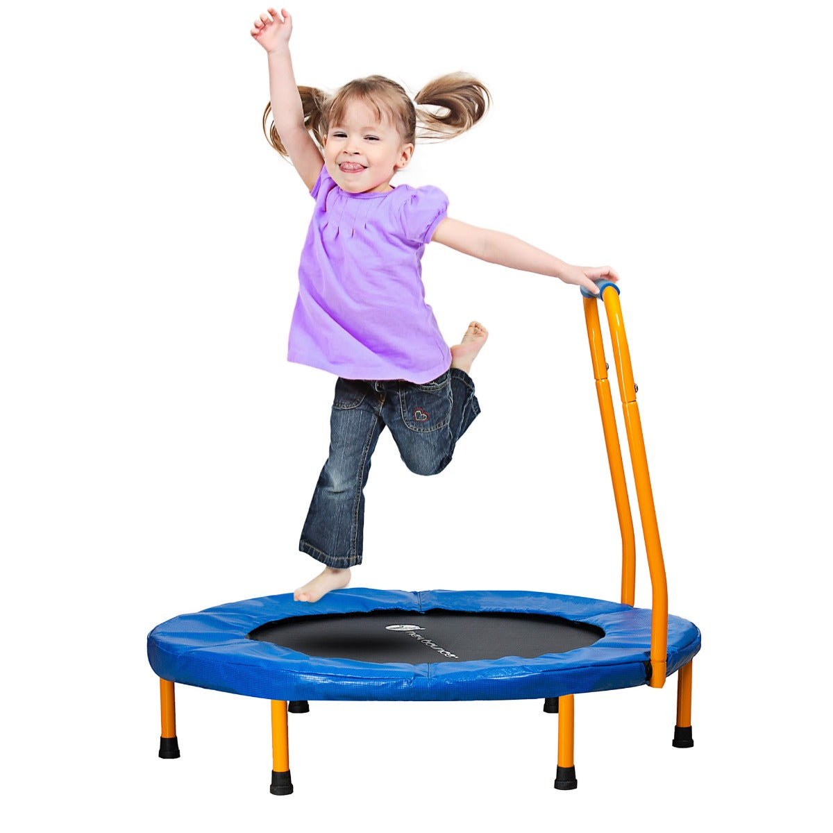 Child jumping on the Mini Trampoline with Handlebar