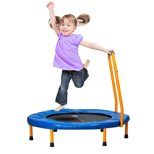 Child jumping on the Mini Trampoline with Handlebar
