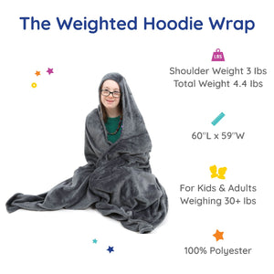 Girl smiling while using the Weighted Hoodie Wrap