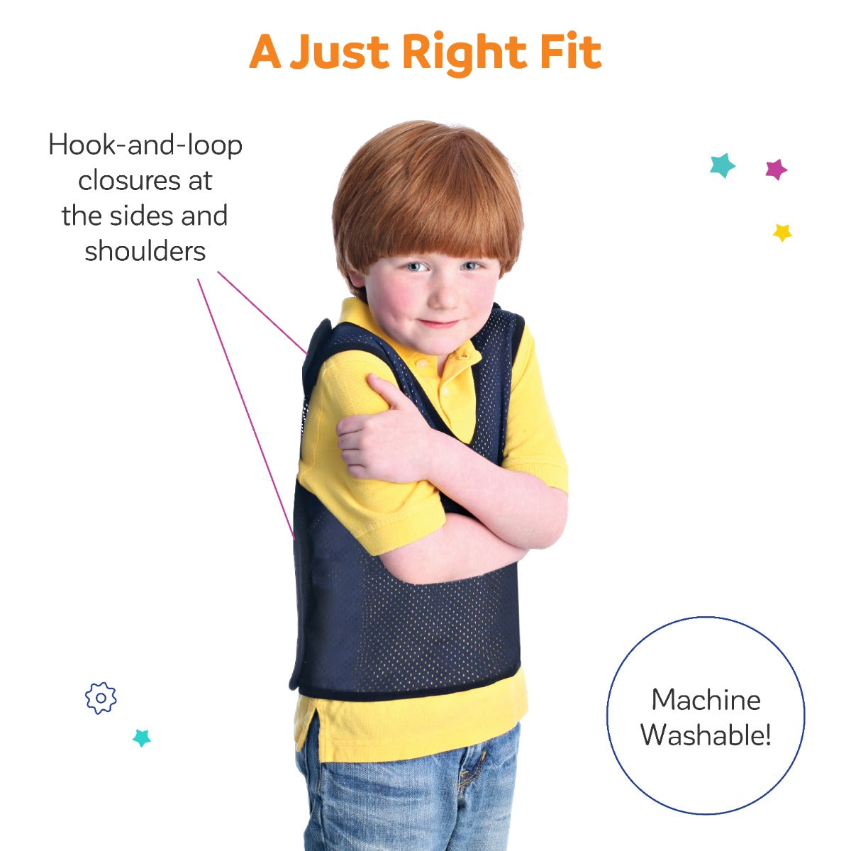 Boy smiling while wearing the Pressure Mesh Vest