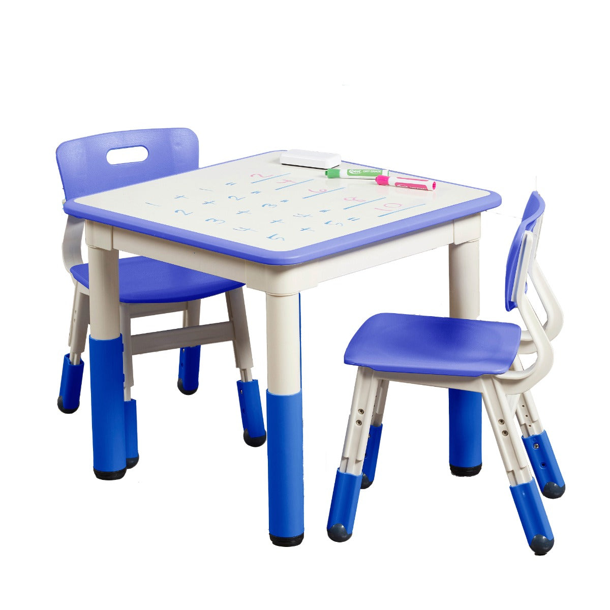 Adjustable Kids Table and Chairs 3-Piece Blue