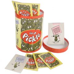In A Pickle sensory game box opened up showing  some of the playing cards