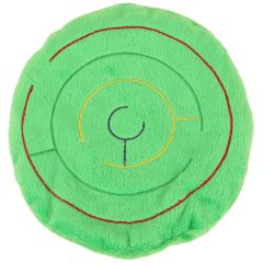 green Round Plush Maze with multi-colored stitching