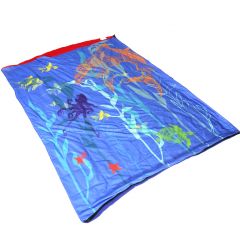 Heavy Sleeper Weighted Sleeping Bag in colors Blue, red with multi-colored graphics