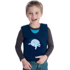 Boy wearing The Original Weighted Compression Vest with Dolphin Graphic