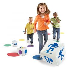 Children happily playing with the Ready, Set, Move Classroom Activity Set