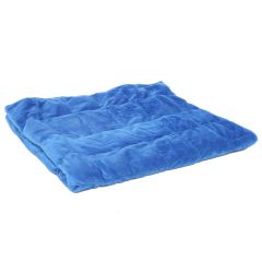 folded blue soft plush weighted blanket