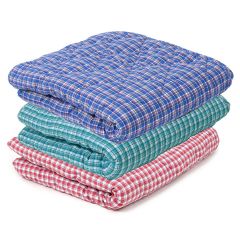 folded blue, green and red Weighted Plaid Blankets