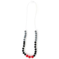 gray, black and red beaded chewelry necklace 