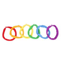 6 Break-Away Bite Bands in colors red, dark yellow, light yellow, green, blue and purple
