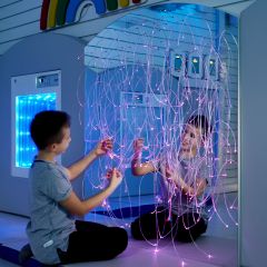 Boy with the Fiber Optic Mirror With LED Strands