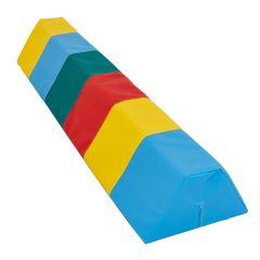 Girl walking on the Yellow, blue, green and red Balance Beam