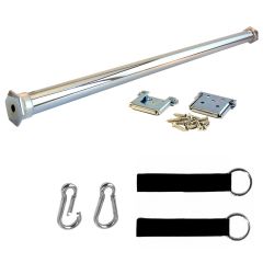 support bar, mounting hardware (brackets and screws), two hanging straps and two spring clips