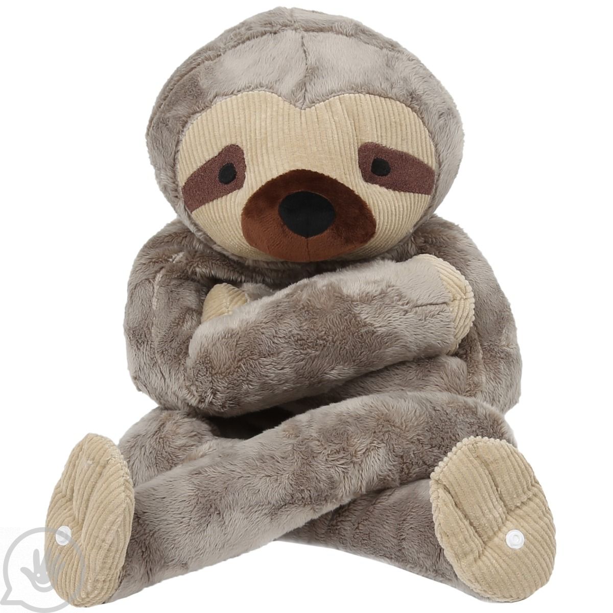 baby sloth hugging stuffed animal