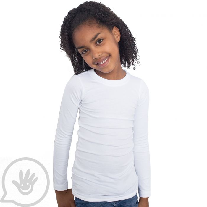 Childrens Kids Stretchy Plain Round Scoop Neck Long Sleeve Top/T Shirt Age 3-13y 