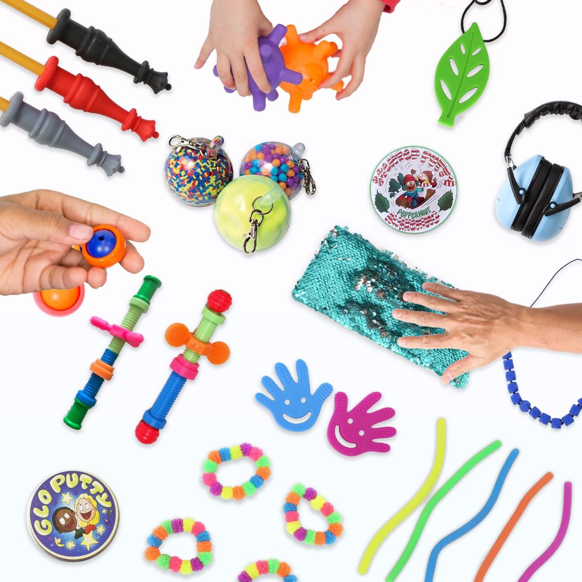 Jorzer Perles Fidget Toy Creative Relief Worry Perles Doigt Rotatif Décompression Toy Extreme Mouvement Bleu Fingertip 